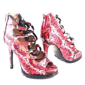 Red "Snakeskin" Platform Heels